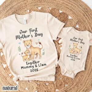 First Mothers Day Shirt Matching Mom Baby Outfit Mama 2026 Lion Safari
